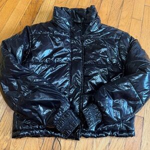 Black shinny puffer jacket size xs